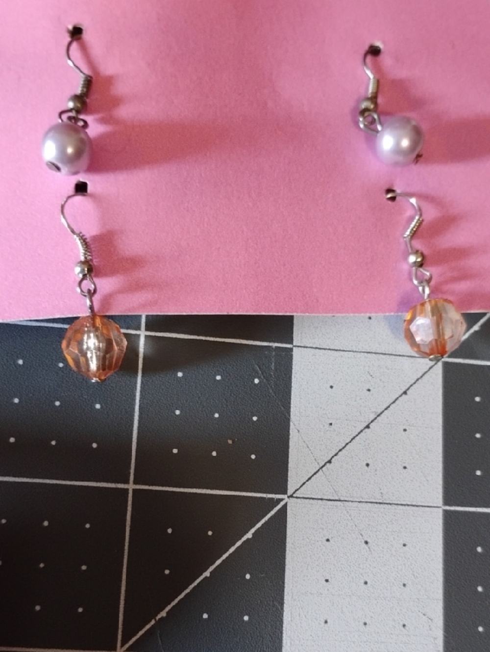 Delicate Peach Bead Drop Earrings - Women Jewelry
